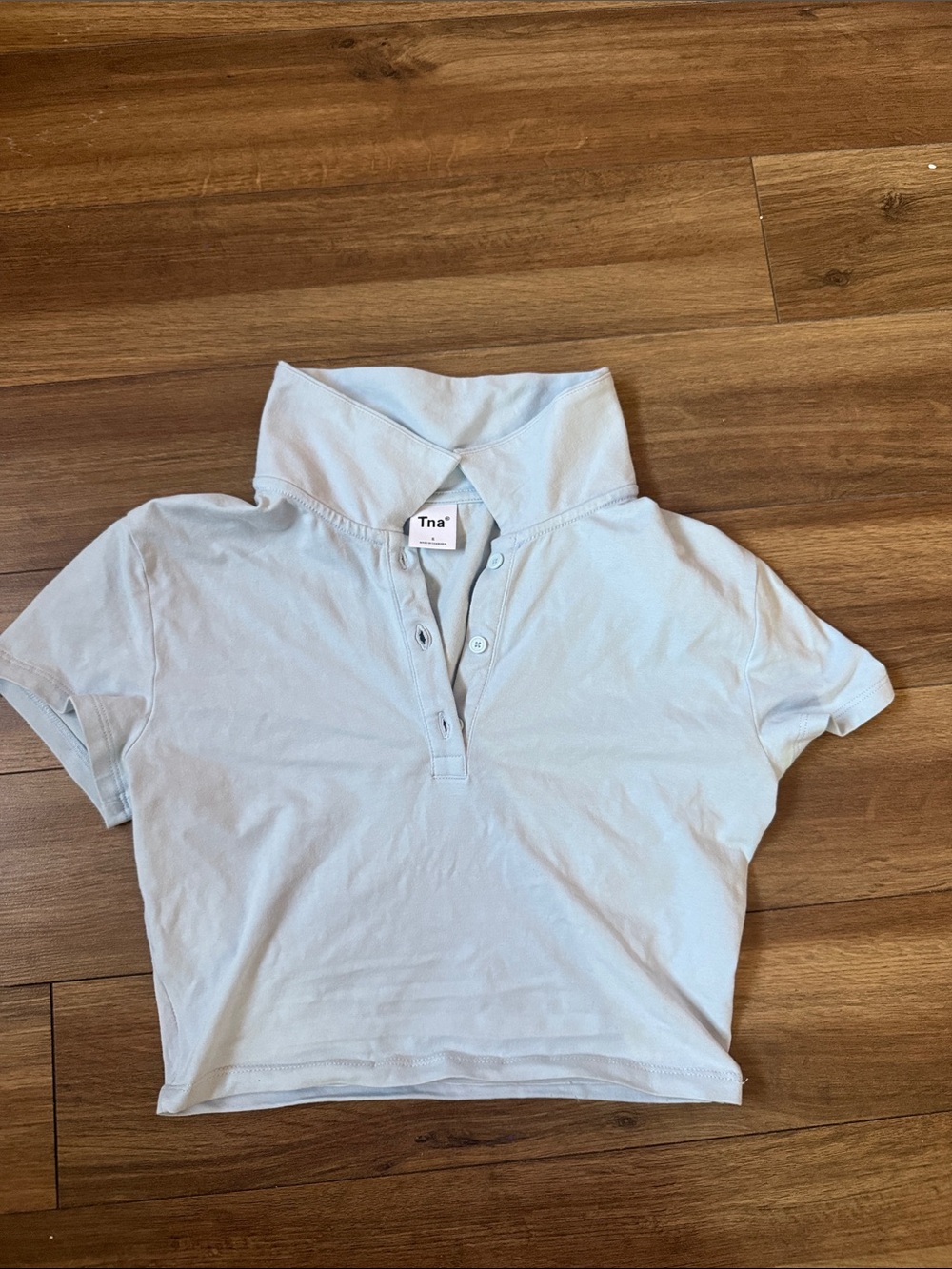 Aritzia TNA White Cropped Polo Button-Down